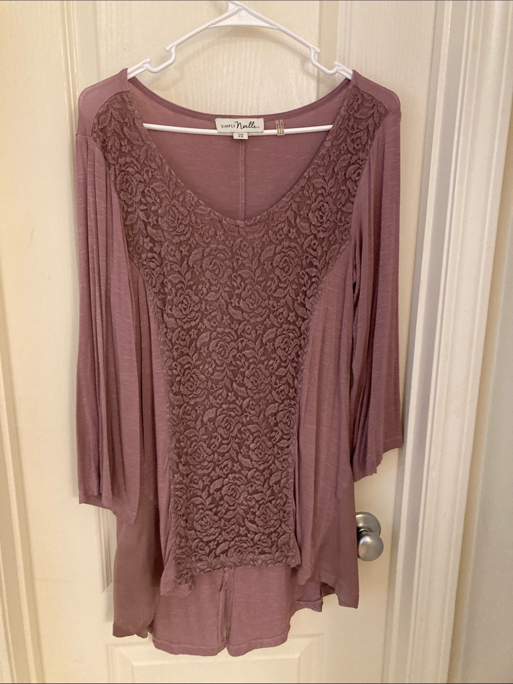Mauve Lace Front Tunic Top